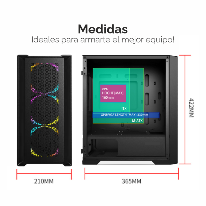 Gabinete Diamond Design Micro Atx Vidrio Templado Usb Sipo