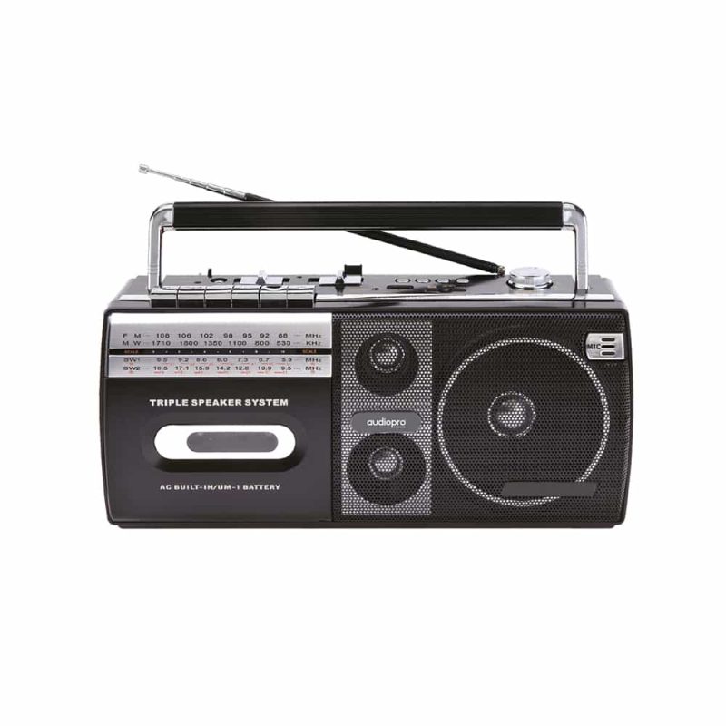 Radio Cassette AudioPro AP02077, portátil, USB, 20W, X Bass