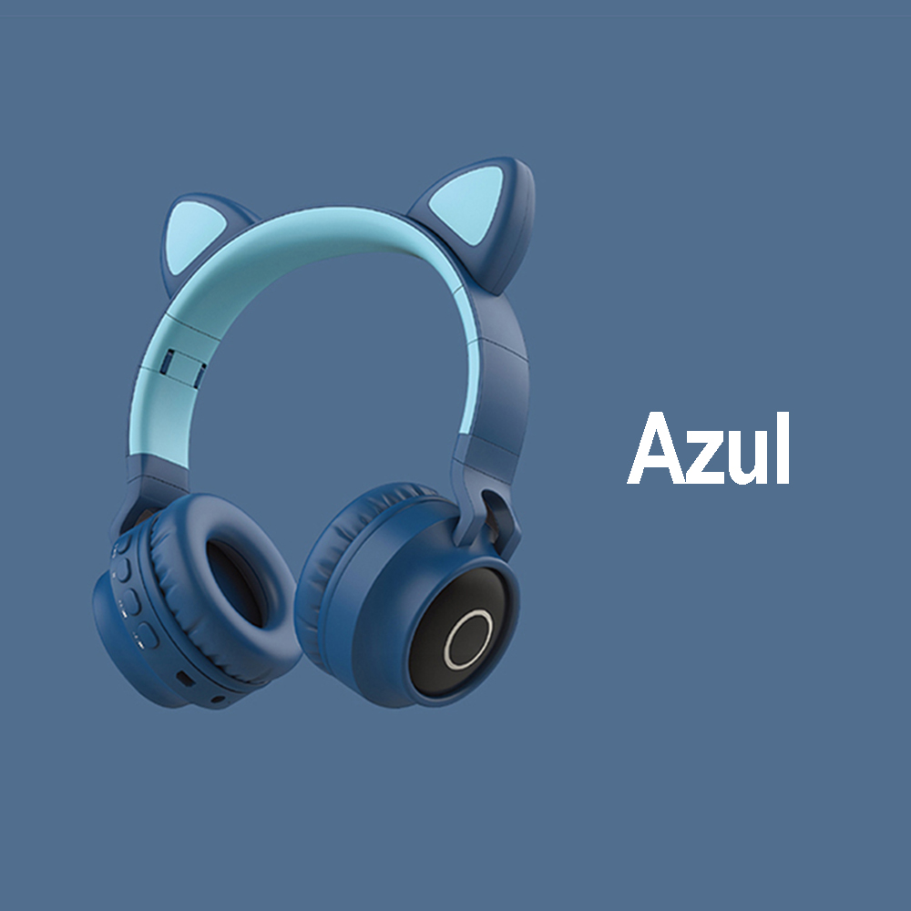 Audífonos inalámbricos Cat Ear - BT028, RGB, micrófono-Azul
