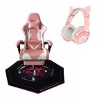 Cyber Pack Pink- Silla Griffin Ultimate con Reposa Pies-Alfombra-Audífonos
