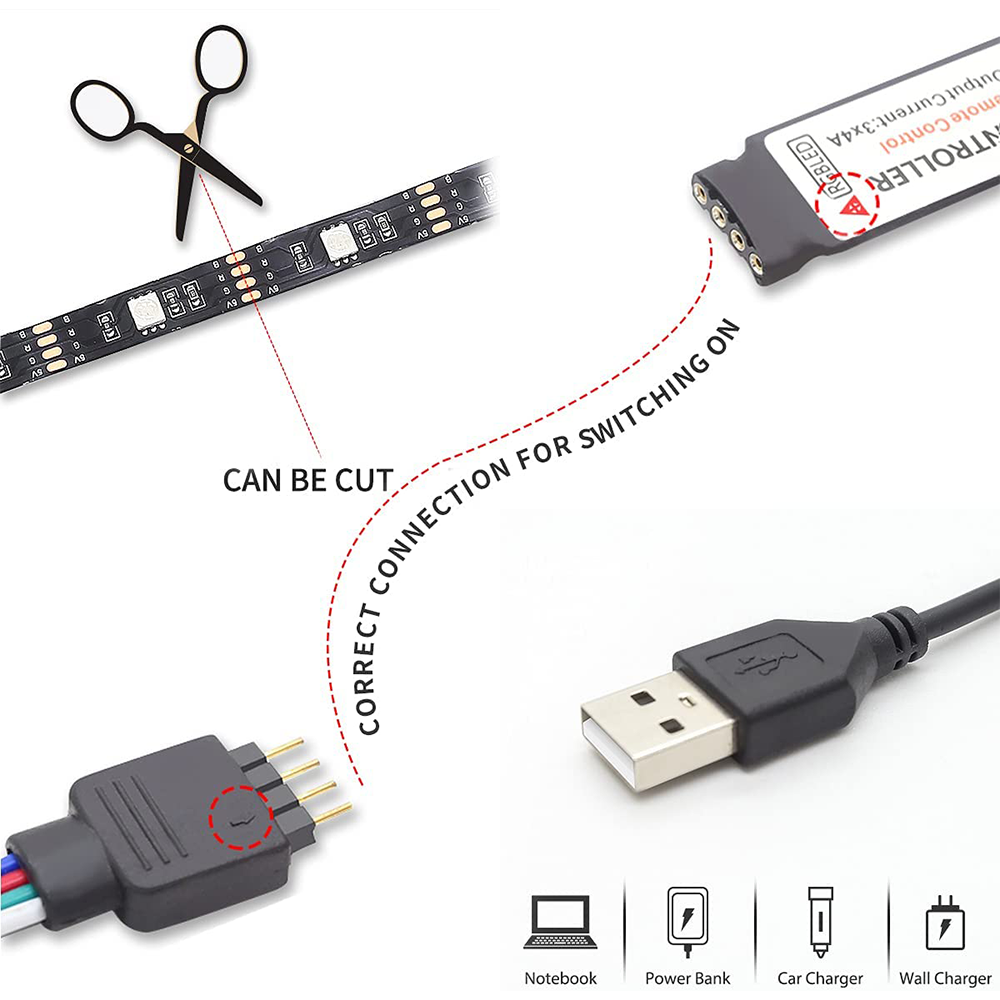 TIRA LED DE 3 METROS CON CONEXION USB