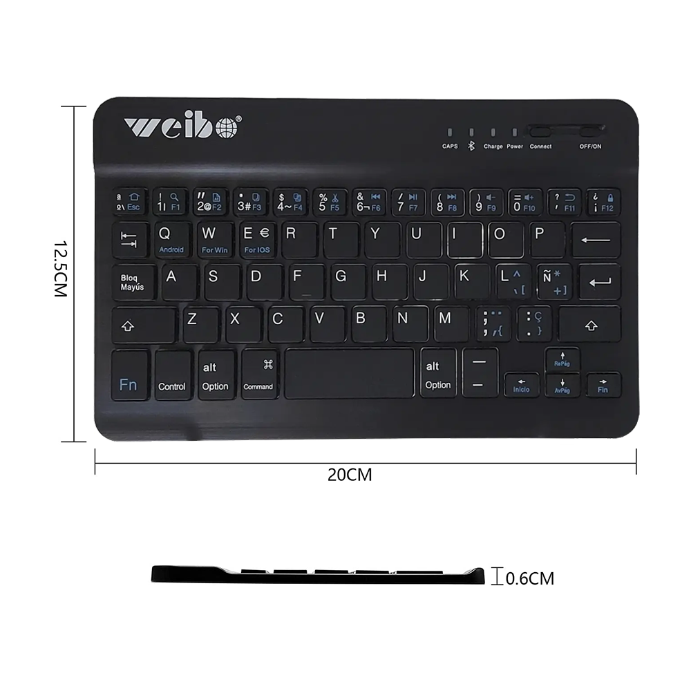 Teclado Bluetooth pequeño ultradelgado, teclado inalámbrico inalámbrico  externo recargable portátil para tableta Android, teléfono celular,  Samsung