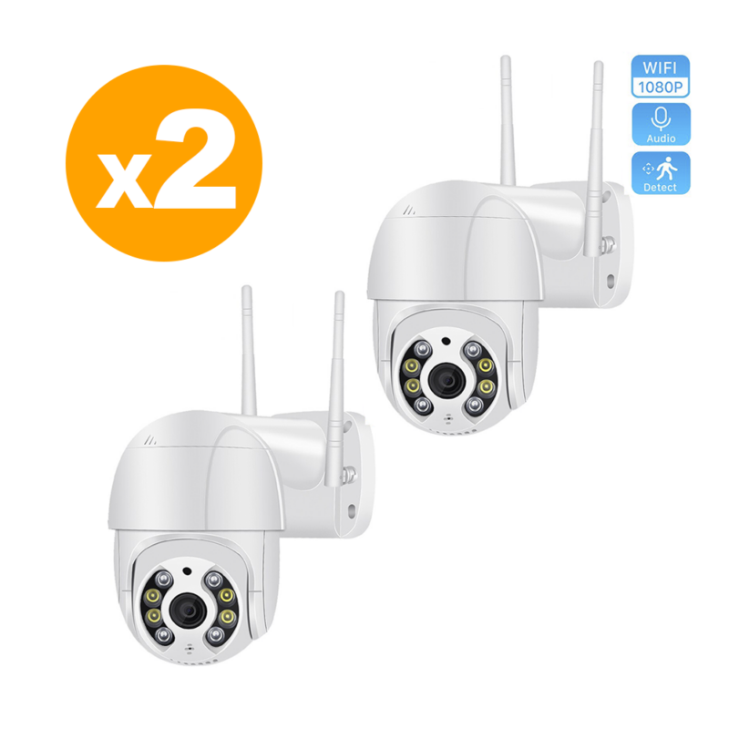 Pack X2 Camara Ip Wifi Exterior 1080p Inalambrica Hd-1