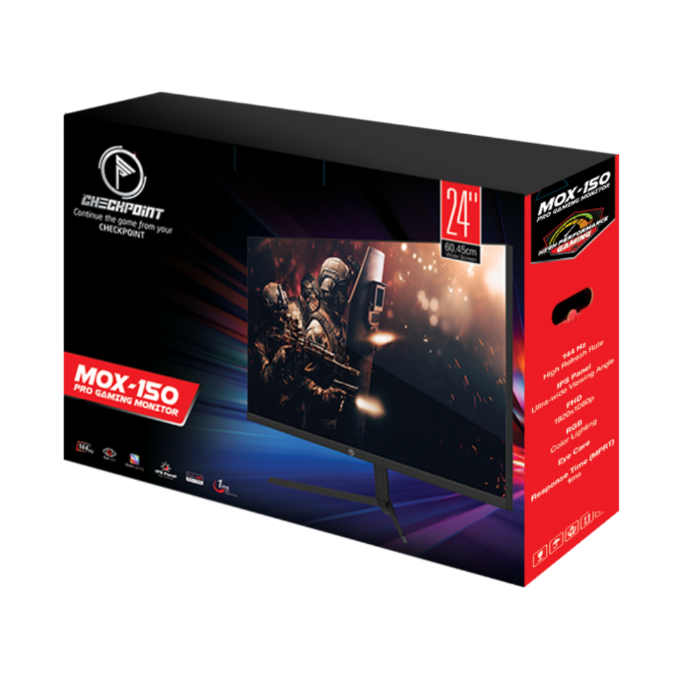 Monitor CheckPoint MOX150, de 24″ FHD IPS, 144Hz, 1ms, HDMI y DisplayPort, Gsy SIPO