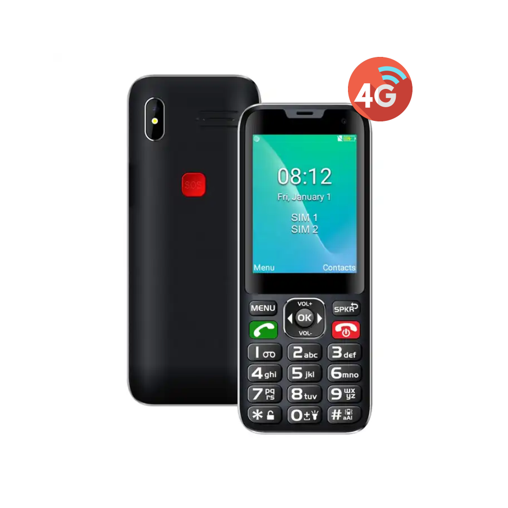 Teléfono celular Senior Adulto Mayor 4G, Dual SIM, pantalla 2.8″, botón SOS  – SIPO