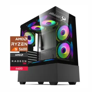 PC Gamer Halo Plus: Ryzen 5600, SSD M.2, RAM 16GB, RX 6600, Wifi
