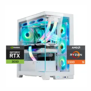 PC Gamer Warrior 3050 6GB White: Ryzen 5500, SSD M.2, RAM 16/32GB, RTX 3050 6GB
