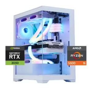 PC Gamer Warrior 3050 6GB White: Ryzen 5500, SSD M.2, RAM 16/32GB, RTX 3050 6GB