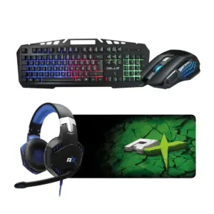 Kit 4 en 1 Reptilex: Teclado + Audífonos + Mouse + Mousepad