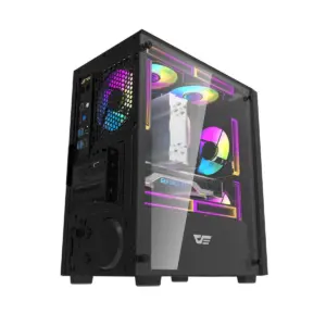 Gabinete Gamer Darkflash M305 Panel Vidrio 3Fan ARGB mATX BlacK