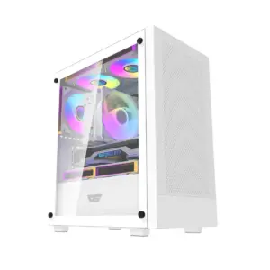 Gabinete Gamer Darkflash M305 Panel Vidrio 3Fan ARGB mATX White