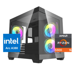 PC Gamer Arctic Essential: Ryzen 5500, SSD M.2, RAM 16/32GB, Intel ARC A380 6GB